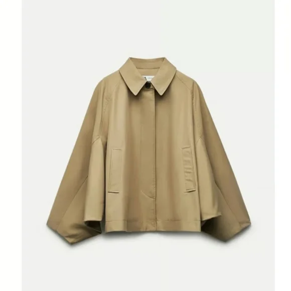 Zara Khaki Trench Cape Coat